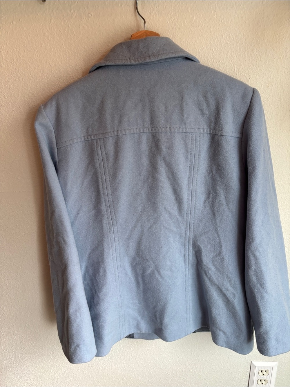 PENDLETON Light Blue 100% Merino Wool Periwinkle Pea Coat Vtg Large - Picture 5 of 9